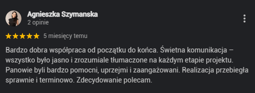 Opinia - Agnieszka Szymanska